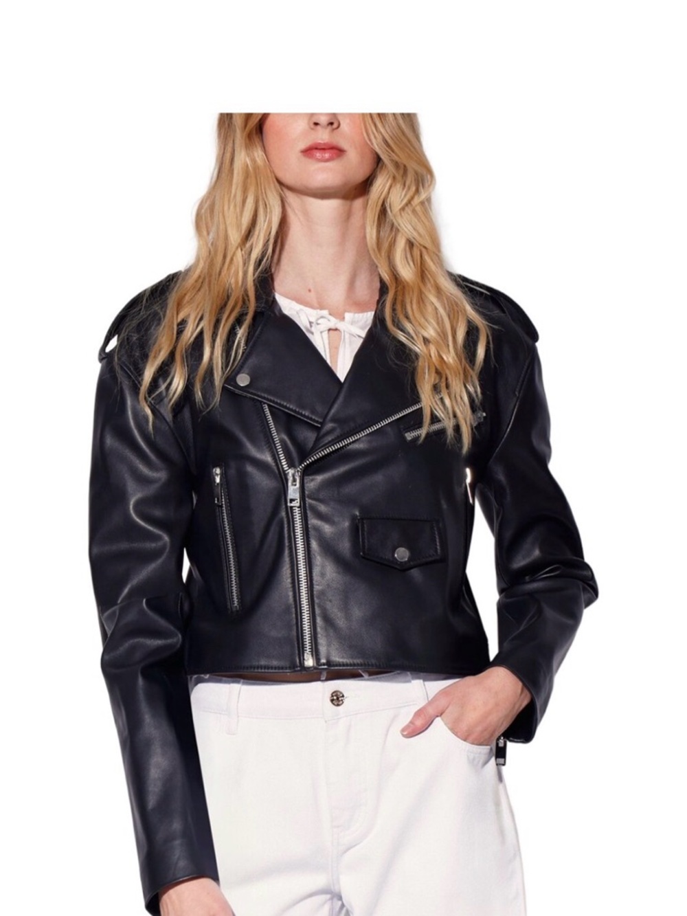 NWT Walter Baker Louie Black Leather Moto Jacket - Women